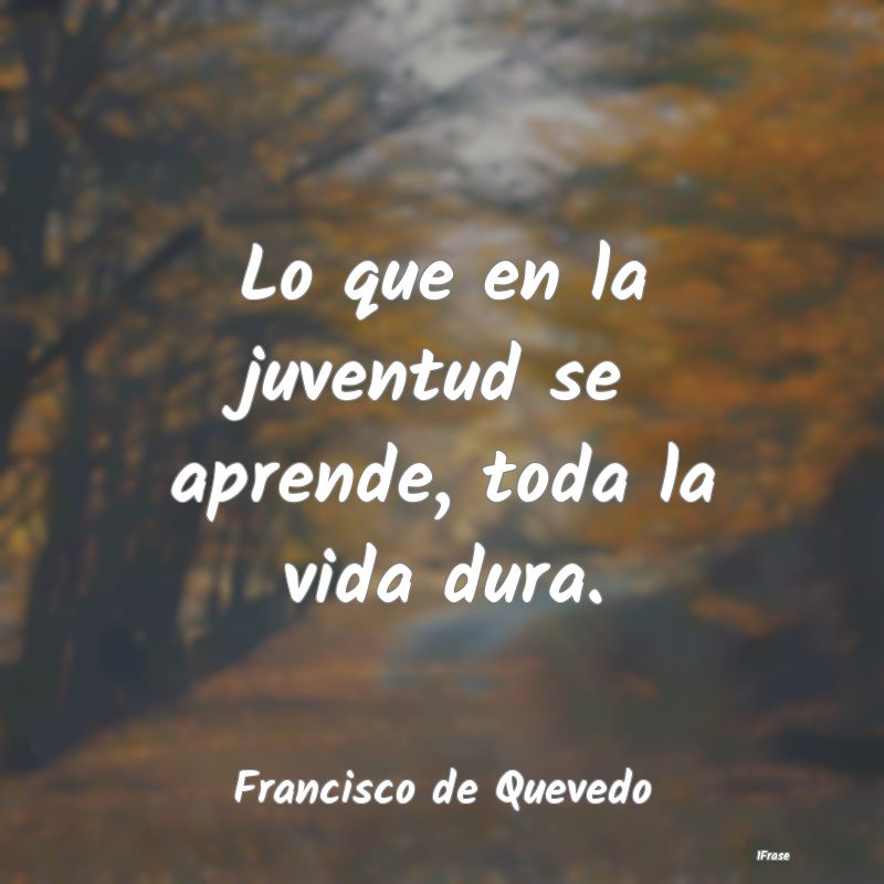 Frases de Francisco de Quevedo - Lo que en la juventud se aprende, toda l