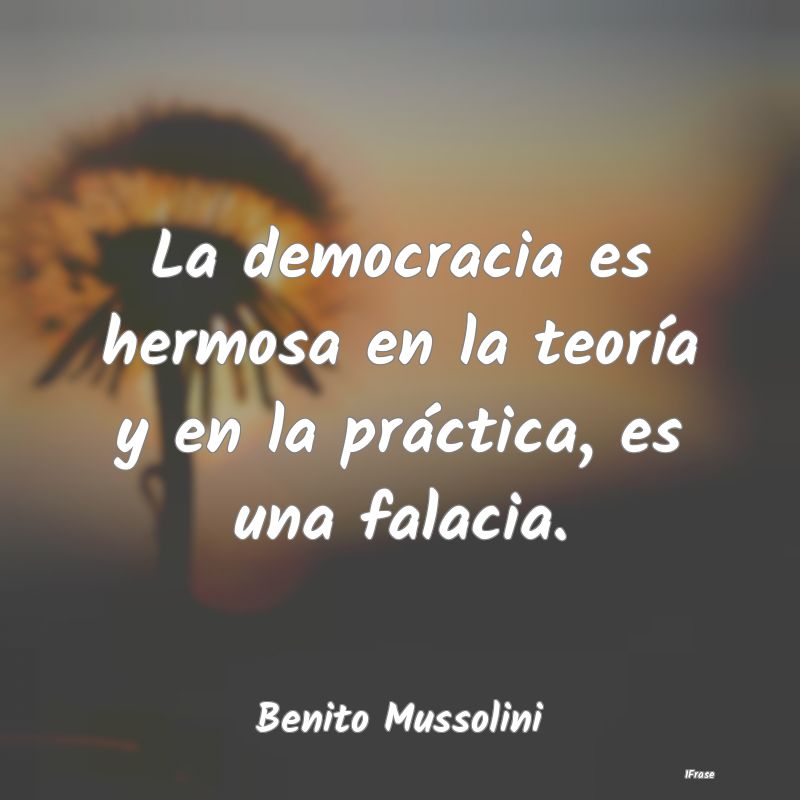 La democracia es hermosa en la teoría y en la pr...