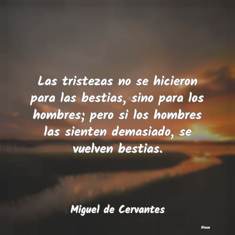 Las tristezas no se hicieron para las bestias, sin...