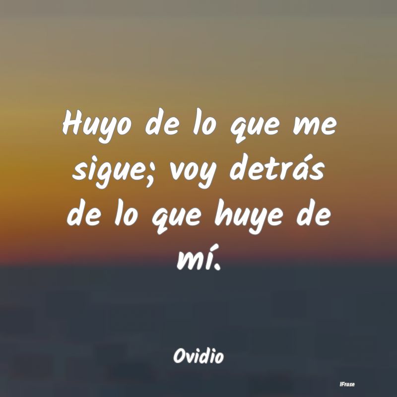 Huyo de lo que me sigue; voy detrás de lo que huy...