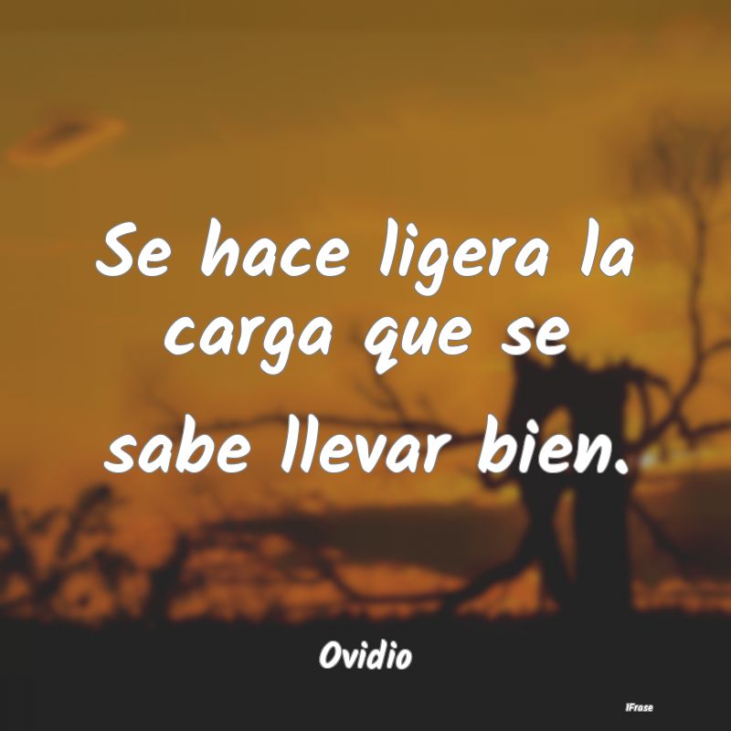 Se hace ligera la carga que se sabe llevar bien....