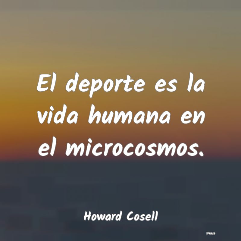 El deporte es la vida humana en el microcosmos....