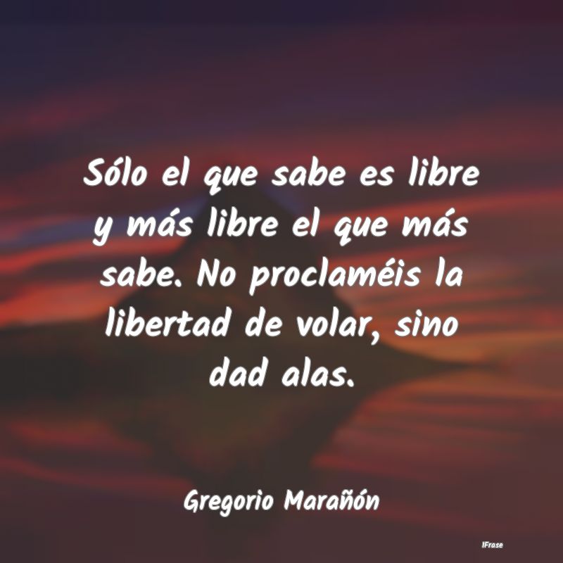 Sólo el que sabe es libre y más libre el que má...