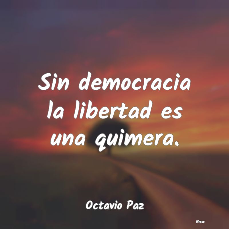 Sin democracia la libertad es una quimera....