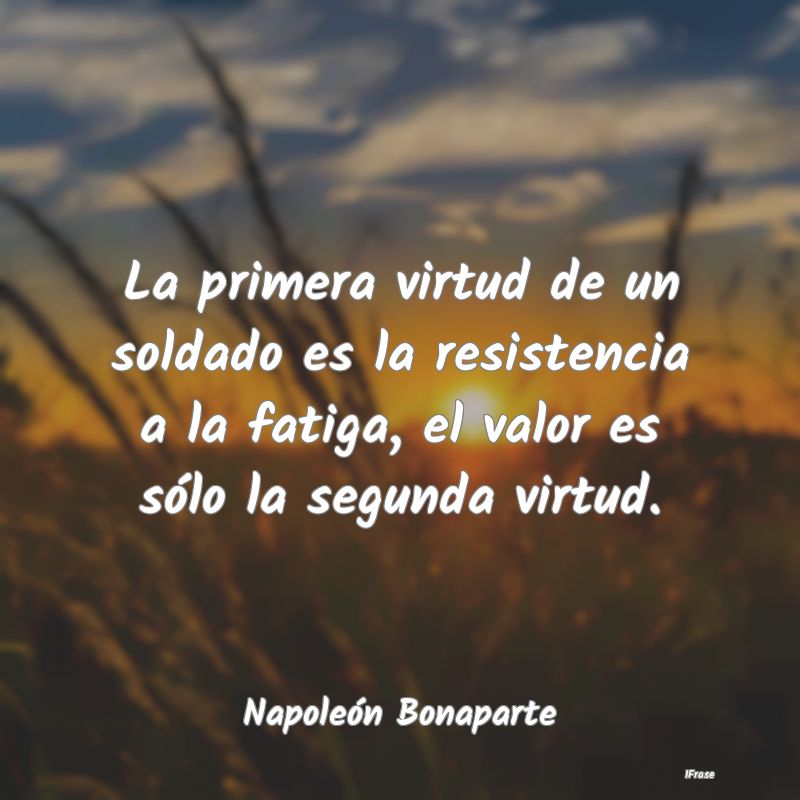 La primera virtud de un soldado es la resistencia ...