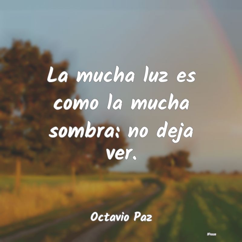 La mucha luz es como la mucha sombra: no deja ver....