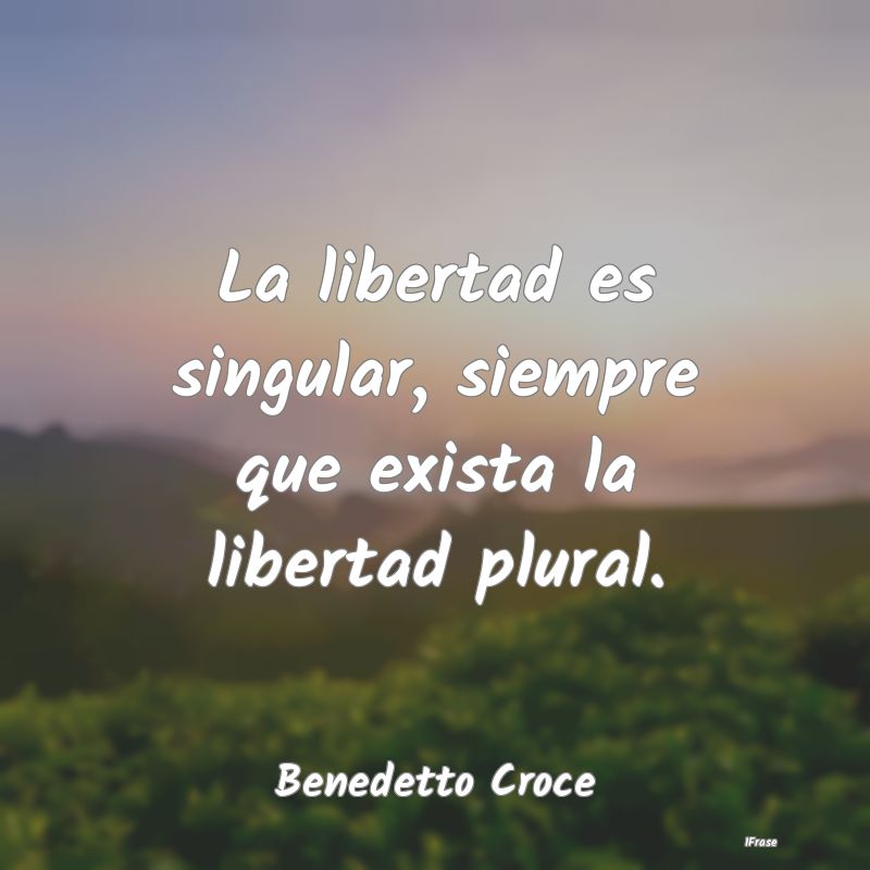 La libertad es singular, siempre que exista la lib...