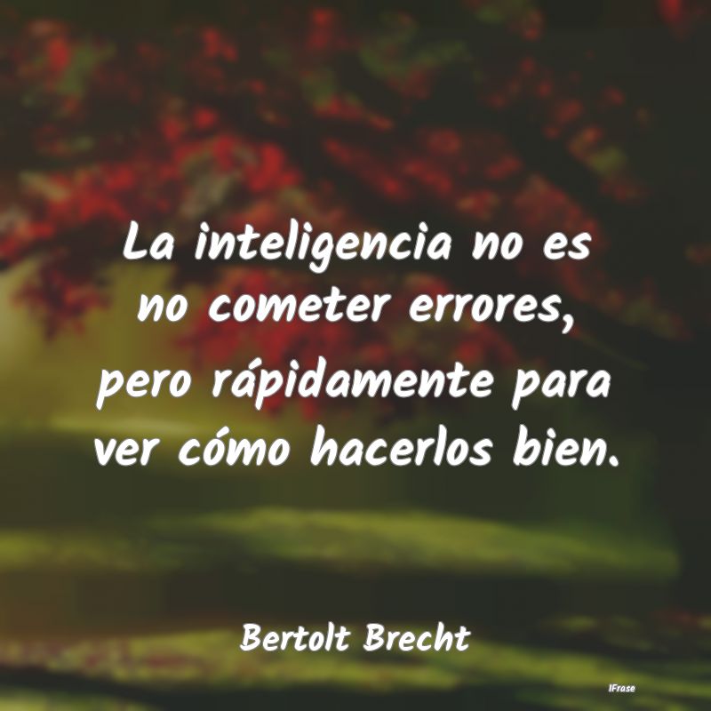 La inteligencia no es no cometer errores, pero rá...