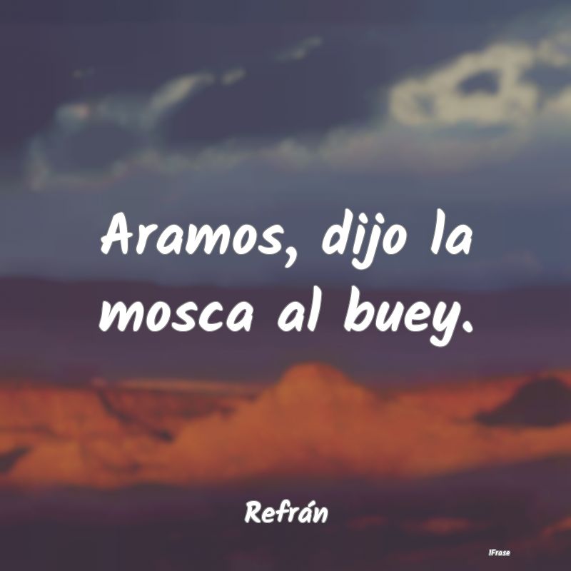 Aramos, dijo la mosca al buey....