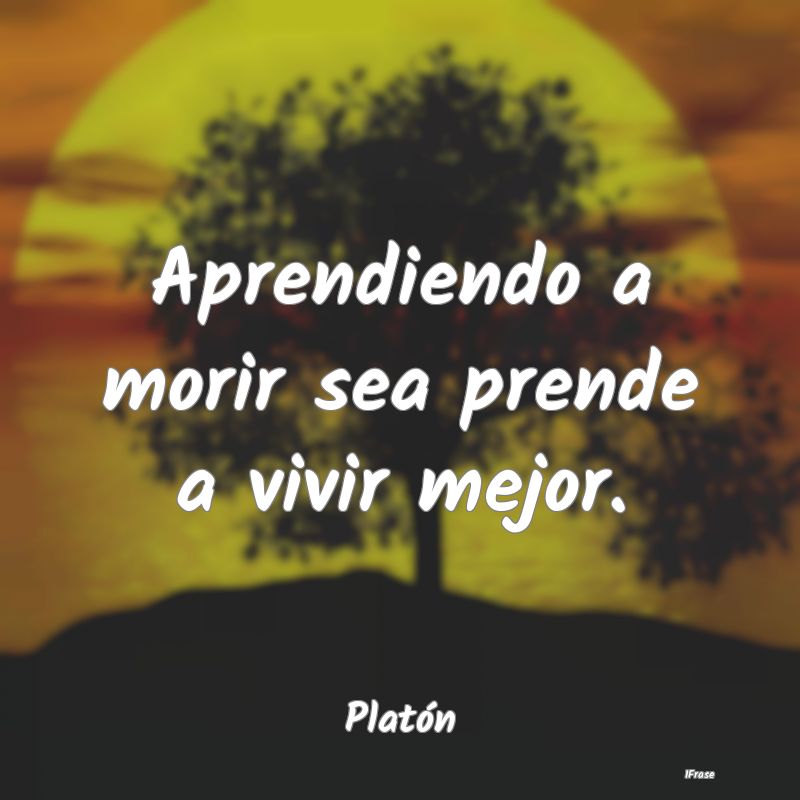 Aprendiendo a morir sea prende a vivir mejor....