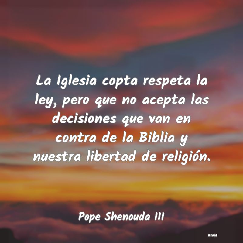 La Iglesia copta respeta la ley, pero que no acept...