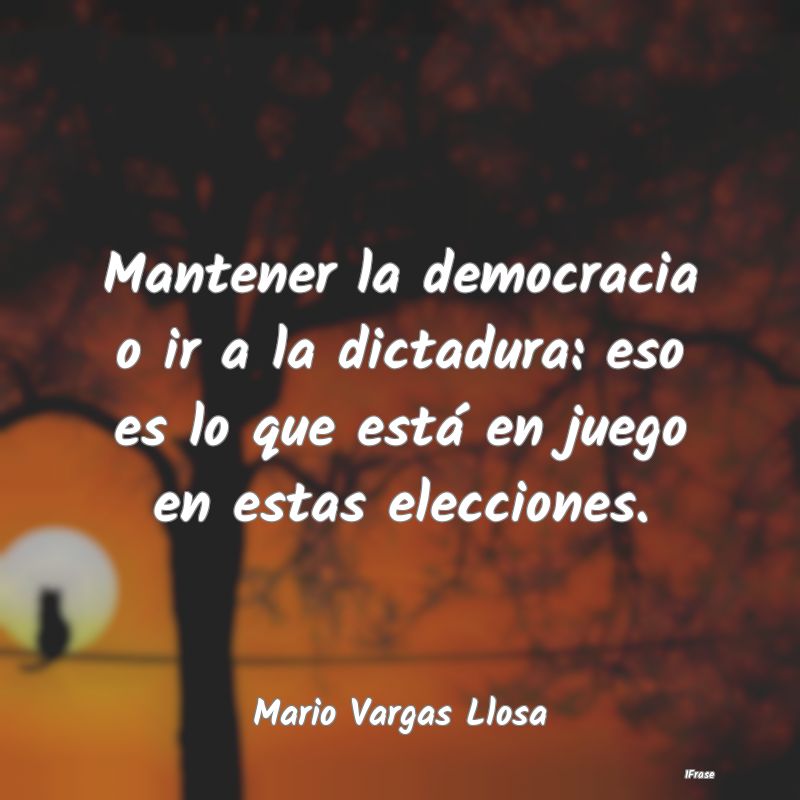 Mantener la democracia o ir a la dictadura: eso es...