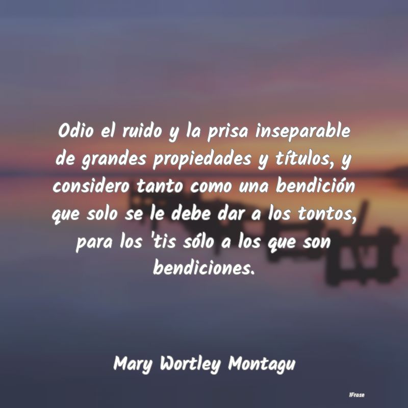 Odio el ruido y la prisa inseparable de grandes pr...