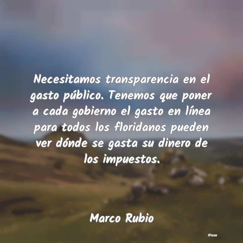 Necesitamos transparencia en el gasto público. Te...