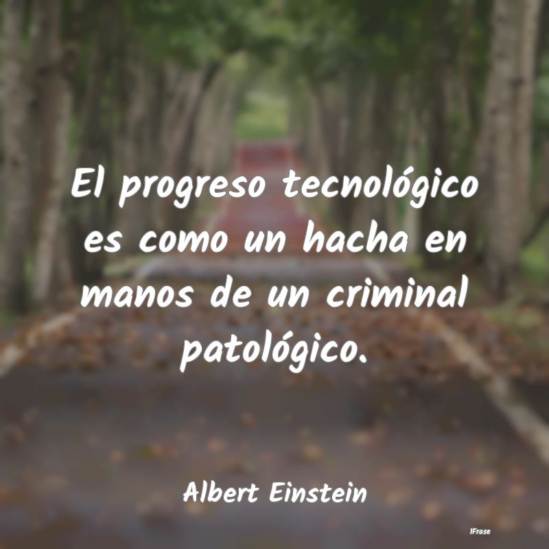 El progreso tecnológico es como un hacha en manos...