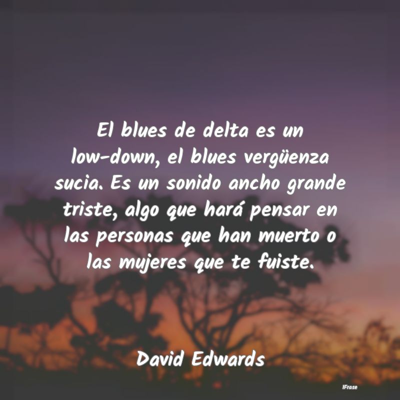 El blues de delta es un low-down, el blues vergüe...