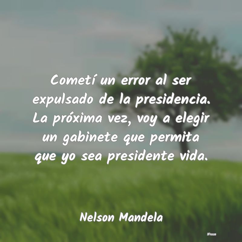 Cometí un error al ser expulsado de la presidenci...