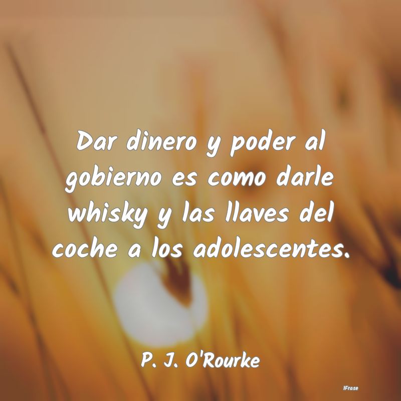 Dar dinero y poder al gobierno es como darle whisk...