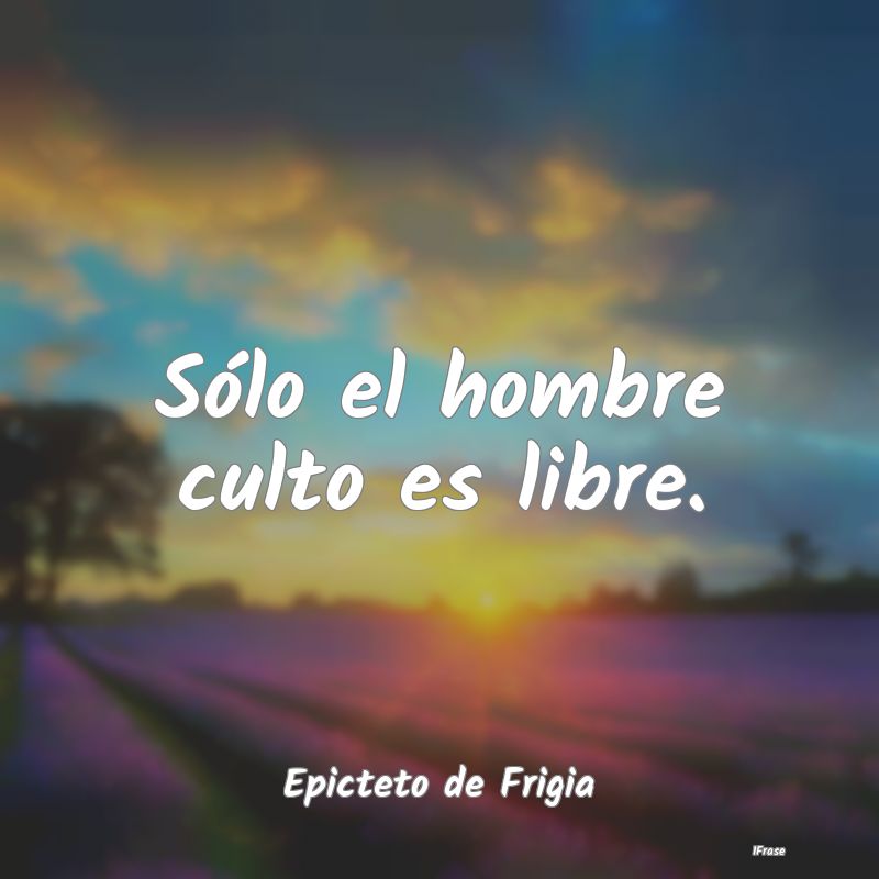 Sólo el hombre culto es libre....